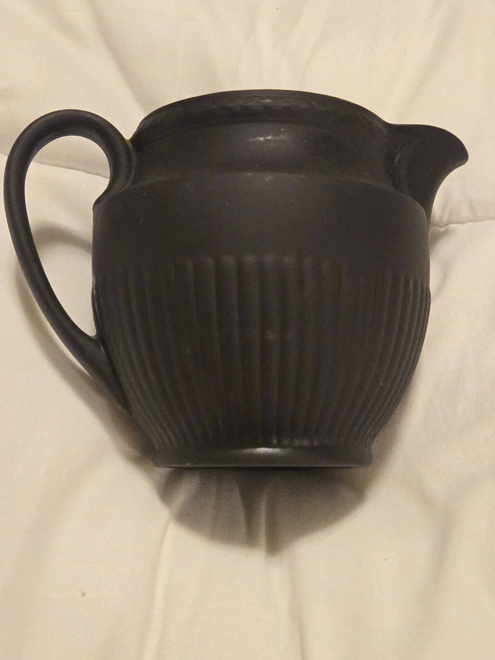 Wedgwood Matte Black Ceramic Pitcher with Embossed Mark